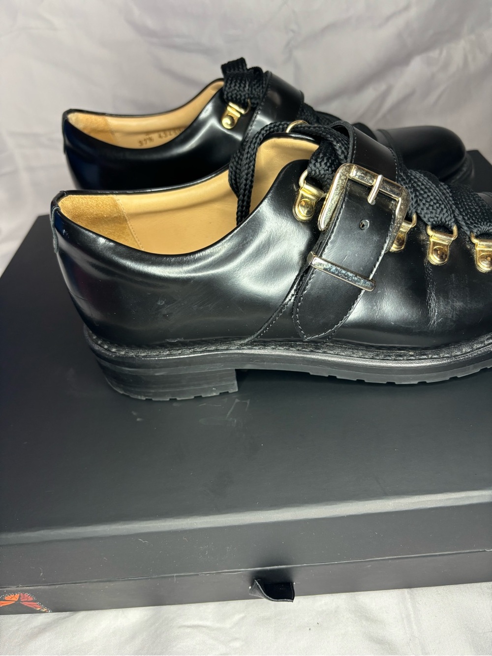 The Office of Angela Scott Women’s Black Mr. Logan Leather Oxford 37.5 - Picture 4 of 11